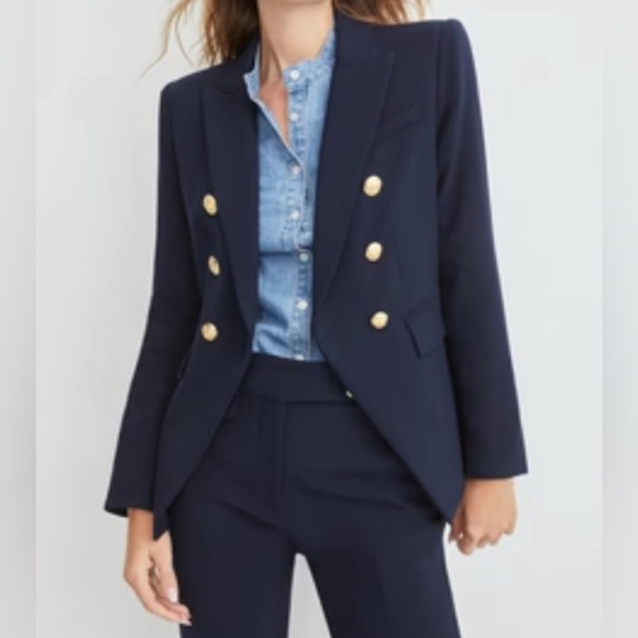 Veronica Beard Miller Dickey Jacket Navy Double Breasted Blazer Gold Buttons 12 - Picture 3 of 16